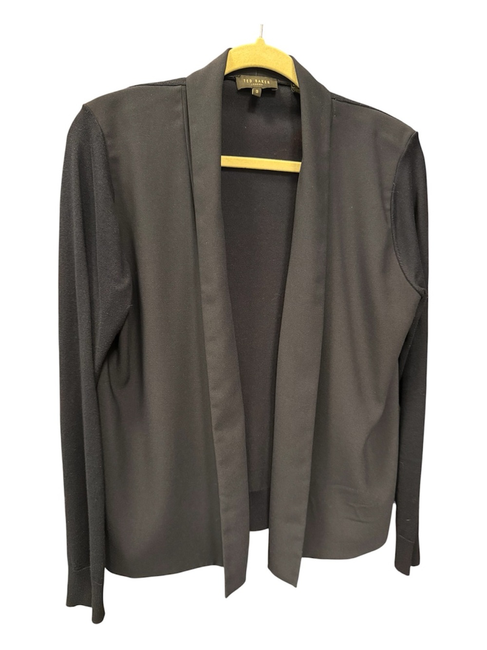 Ted Baker London Faiyly Woven Front Cardigan Blazer | Dark Navy | Size 3 / Large